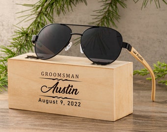 Personalized Wooden Sunglasses, Engraved Wood Sunglasses, Groomsmen Gifts, Groomsman Sunglasses, Groomsmen Proposal, Bridesmaid Sunglasses