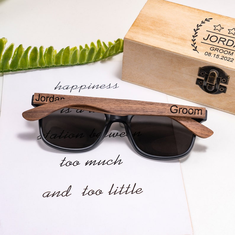 Personalized Walnut Wood Sunglasses, Groomsman Sunglasses, Groomsmen Gifts, Bachelor Party Gifts, Wedding Gift For Guys, Groomsmen Proposal image 9