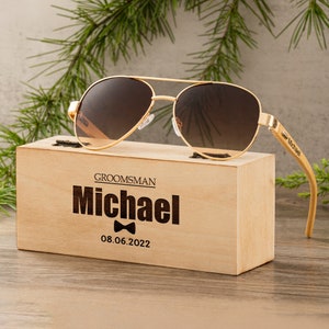 Personalized Wooden Sunglasses, Engraved Wood Sunglasses, Groomsman Sunglasses, Groomsmen Proposal, Groomsmen Gifts, Bridesmaid Sunglasses