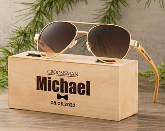 Personalized Wooden Sunglasses, Engraved Wood Sunglasses, Groomsman Sunglasses, Groomsmen Proposal, Groomsmen Gifts, Bridesmaid Sunglasses