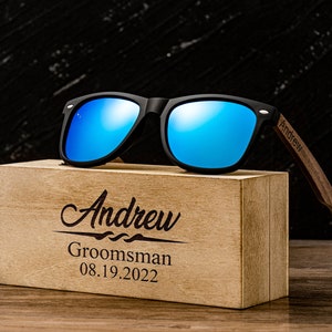 Personalized Walnut Wood Wooden Sunglasses, Groomsman Sunglasses, Groomsmen Gifts, Bachelor Party Wedding Gift For Guys, Groomsmen Proposal