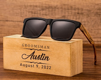 Personalized Wooden Sunglasses, Groomsmen Gifts, Custom Engraved Sunglasses, Groomsmen Proposal, Wedding Gifts for Guys, Bachelor Party Gift