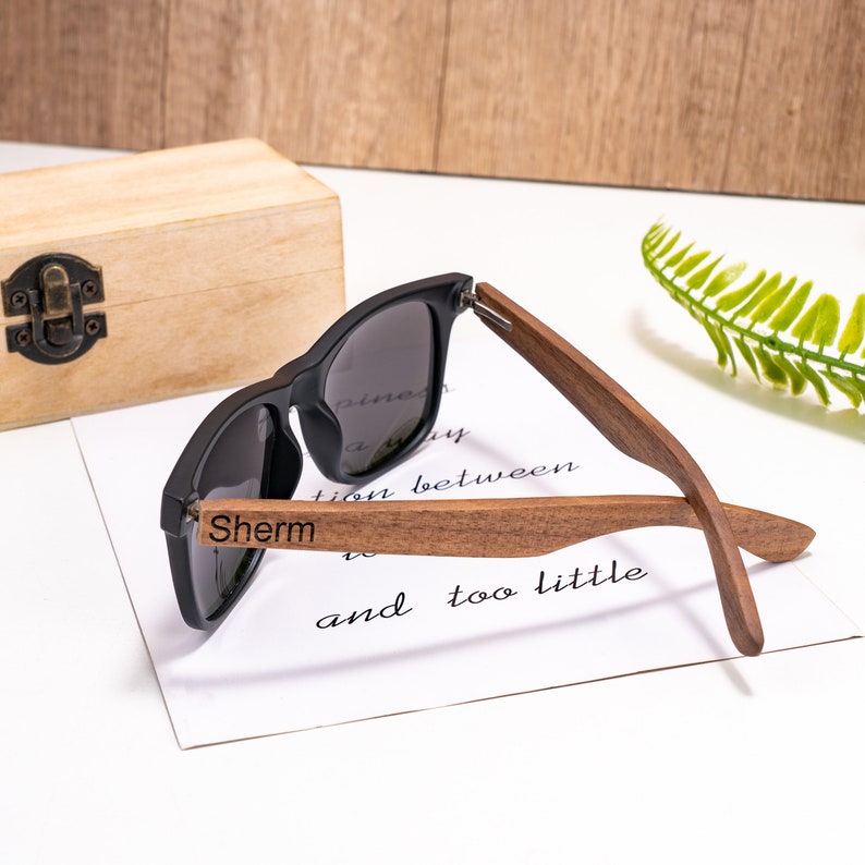 Personalized Walnut Wood Sunglasses, Groomsman Sunglasses, Groomsmen Gifts, Bachelor Party Gifts, Wedding Gift For Guys, Groomsmen Proposal image 10