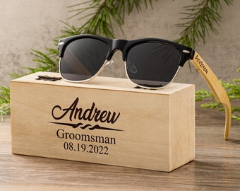 Gafas de sol de madera personalizadas, regalos de padrinos de boda, gafas de sol grabadas personalizadas, propuesta de padrinos de boda, regalos de boda para chicos, regalo de despedida de soltero