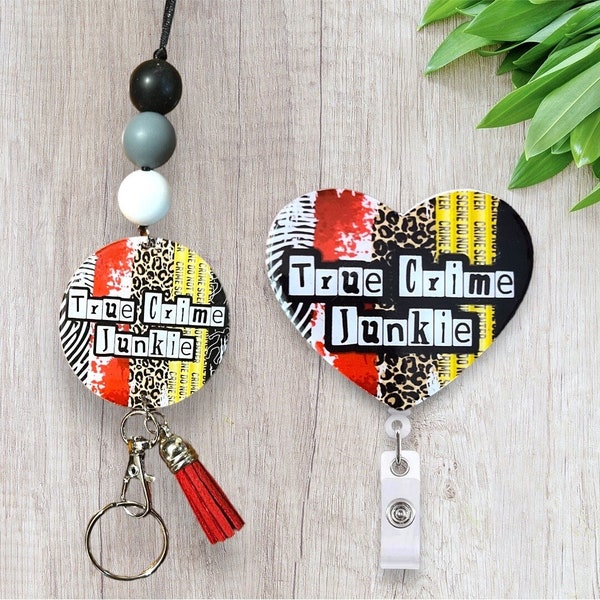 True crime badge reel/ True crime lanyard / True crime/ True crime junkie/ Badge reel/ Lanyard/ Interchangeable/ Forensics/ CSI/