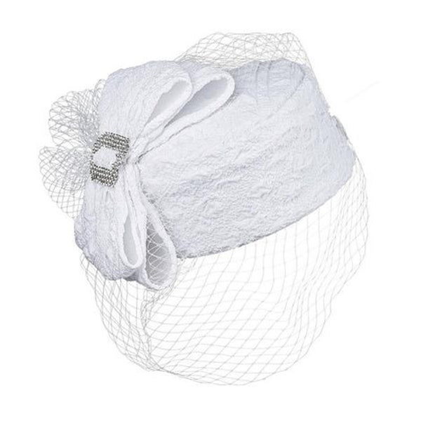 White Pill Box Hat With Veil Etsy