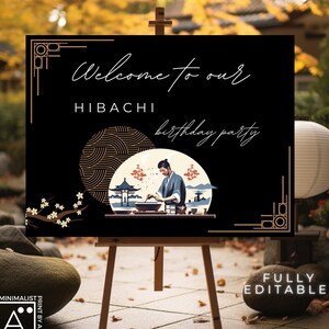 Hibachi Welcome Sign, Hibachi Dinner Party, Japanese Restaurant Party, Hibachi Baby Shower