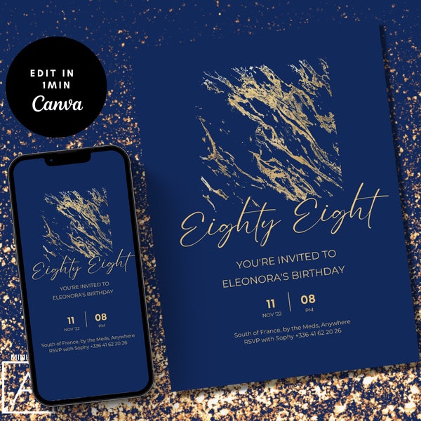 88th Birthday Invitation - Etsy