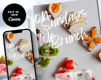 Brunch Birthday Invitation: Editable Template, Printable or Text (Canva)