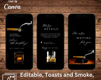 Whisky und Zigarren Geburtstagseinladung: Toasts und raucht, Evite Vorlage