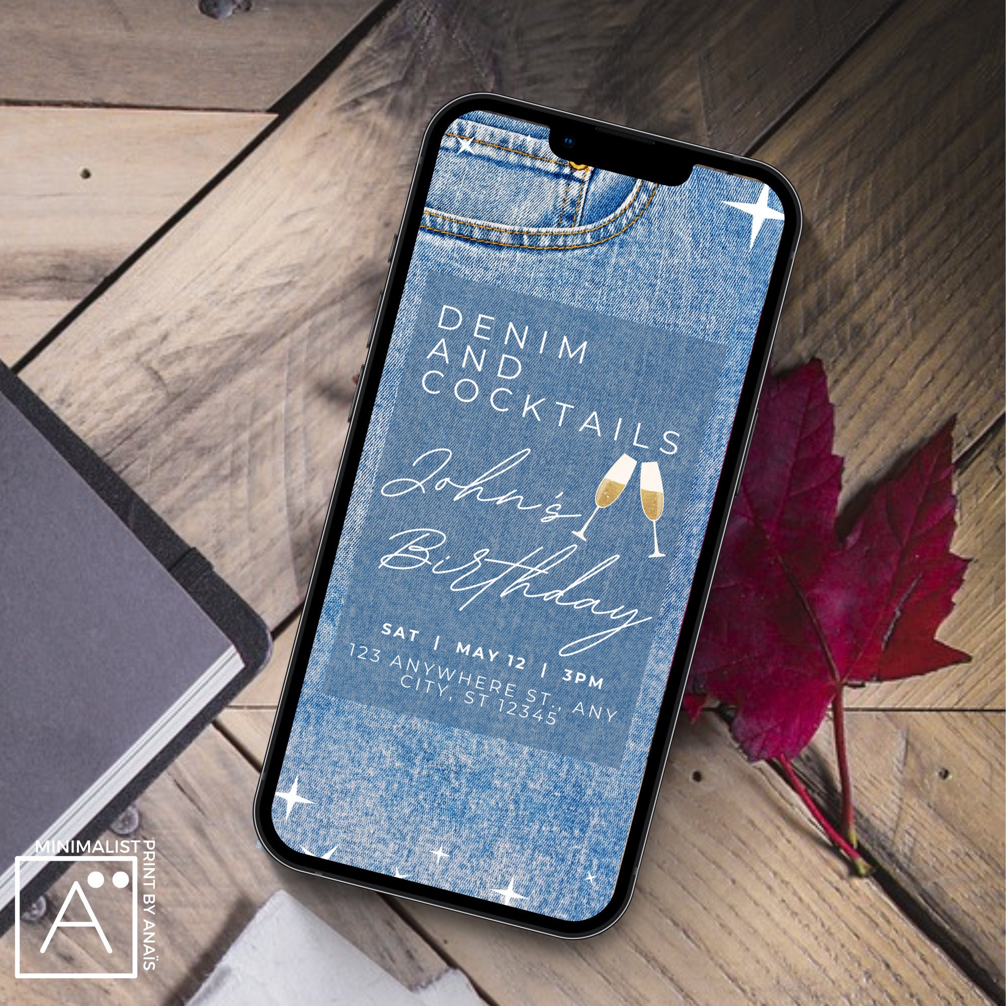 Digital Denim Invitation, Evite, Custom Animated Video Denim Invite