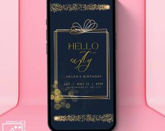 Personalized 60th Birthday Invitation: Black and Gold Evite (Digital)