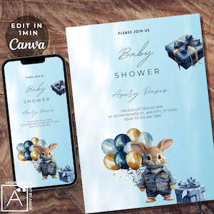 denim baby shower invitation, denim birthday invitation, denim party, blue jeans and bling, denim birthday, EDITABLE INVITATION