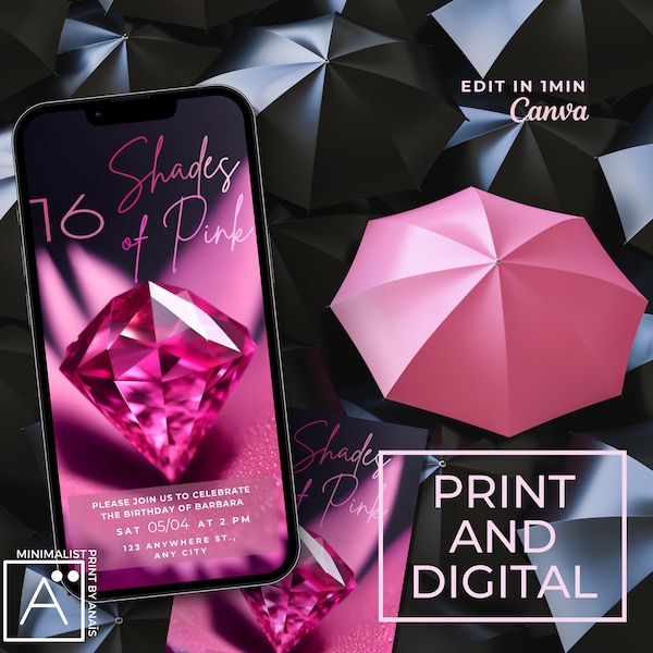 Shades of Pink Party Invitations Etsy