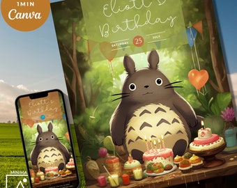 Editable Totoro Birthday Invitation: Studio Ghibli Evite (Digital)