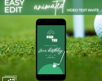 Golfverjaardagsuitnodiging Let's Par-T-shirt | Bewerkbare tekstuitnodiging | Digitale download | Canvassjabloon