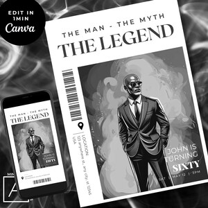 The Man The Myth The Legend Birthday Invitation for Black Men (Digital Download)