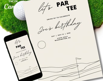 Golf Birthday Invitation: Editable Par-Tee Design (Digital + Print)