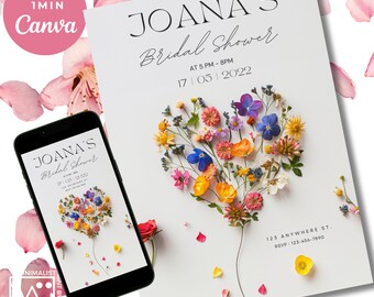 Wildflower Bridal Shower Invitation: Love in Bloom, Editable Digital Invite