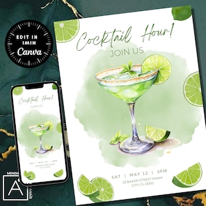 happy hour flyer, Editable Invitation, flyer template, editable flyer, party flyer, diy flyer, happy hour invite, Margarita Birthday, fiesta