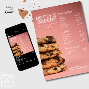 Bäckerei-Preisliste-Menüflyer, DIY-Vorlagendesign, leckeres Gebäck, süße Leckereien, Kuchenverkaufsflyer, Dessertflyer, vorgefertigter Kuchen-Geschäftsflyer