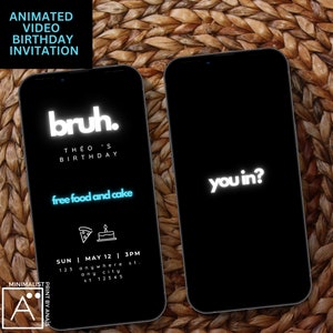 BRUH Birthday Invitation: Neon Animated Video (Digital Download)