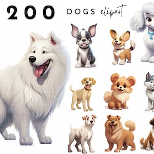 200 Dogs Clipart Bundle, Puppy Png Bundle, Dog Breeds Png Bundle, Dog Breeds, Puppy, Digital Paper Craft - Transparent - Commercial License