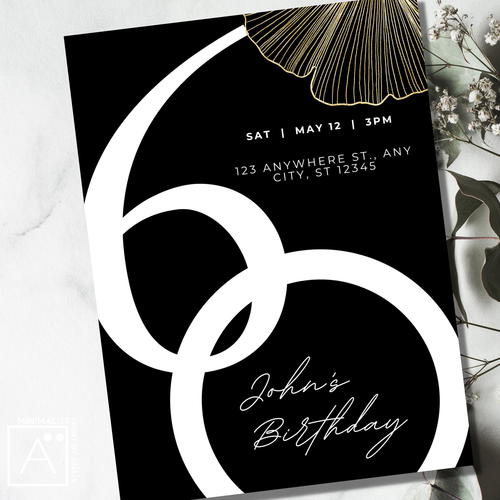 Editable 60th Birthday Invitation Digital Template Sixty Etsy