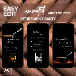 Whiskey & Cigars Retirement Party Evite: Animated Men&#39;s Invitation