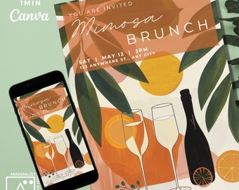 Matisse Champagne Brunch Invitation: Editable Bachelorette Party Invite