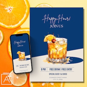 happy hour flyer, Editable Invitation, flyer template, editable flyer, party flyer, diy flyer, happy hour invite, work happy hour