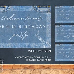 Denim Sign Denim Birthday Party Invitation Bundle: Editable Template (digital ...