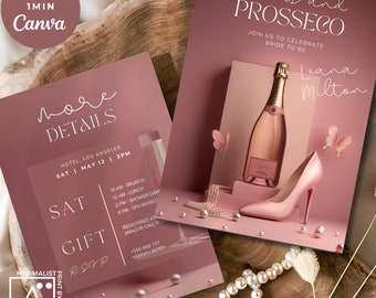 Pearls & Prosecco Bridal Shower Invitation Template (Digital)
