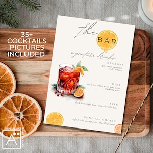 Watercolor Bar Menu Template: Editable Signature Drink Sign (Digital Download)