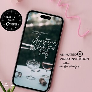 cheers to 60 years, 60th birthday, Editable Video Invitation, Champagne Invitation, 60th Birthday Invite, einladung 60 geburtstag frau