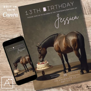 Horse Birthday Invitation, Horse Invite, Horse party, Cow Girl, Saddle Up, Pony Birthday