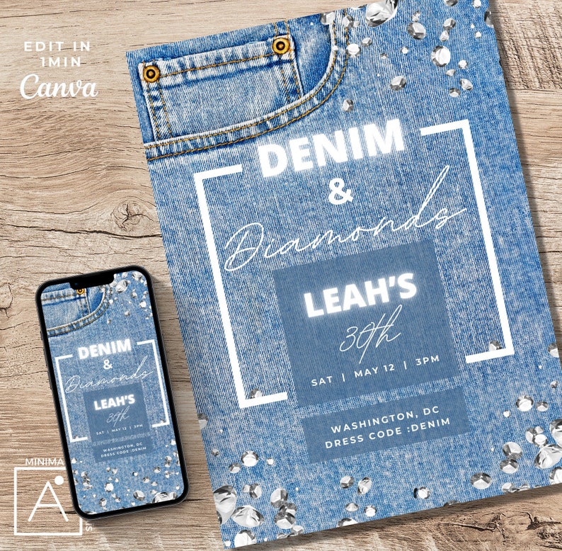 Denim and Diamonds, Denim Diamonds Birthday, Blue Jeans and Bling