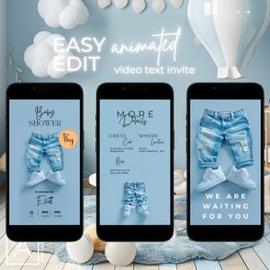 Denim & Sneakers Baby Shower Invitation: Editable Digital Template