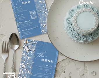 Denim and Diamond Drink Menu & Food Menu: Editable Template