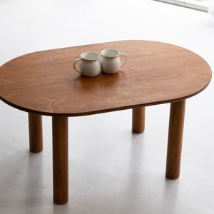 Oval Walnut Wooden Coffee Tables, Handmade Rustic Livingroom Furniture, Mid Century Modern Home Gifts, Center Table for House Warming Gift