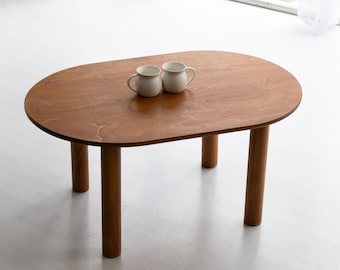 Ovale houten salontafels woonkamermeubilair, moderne middentafel uit het midden van de eeuw voor housewarmingcadeau