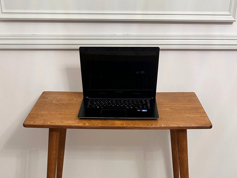 Here's Walnut Wood Rectangle Computer Desk Table for Home Small Room! This Narrow Spacesaver Modern Home Office Desk will be perfect matches with your  work room or office room furnitures.