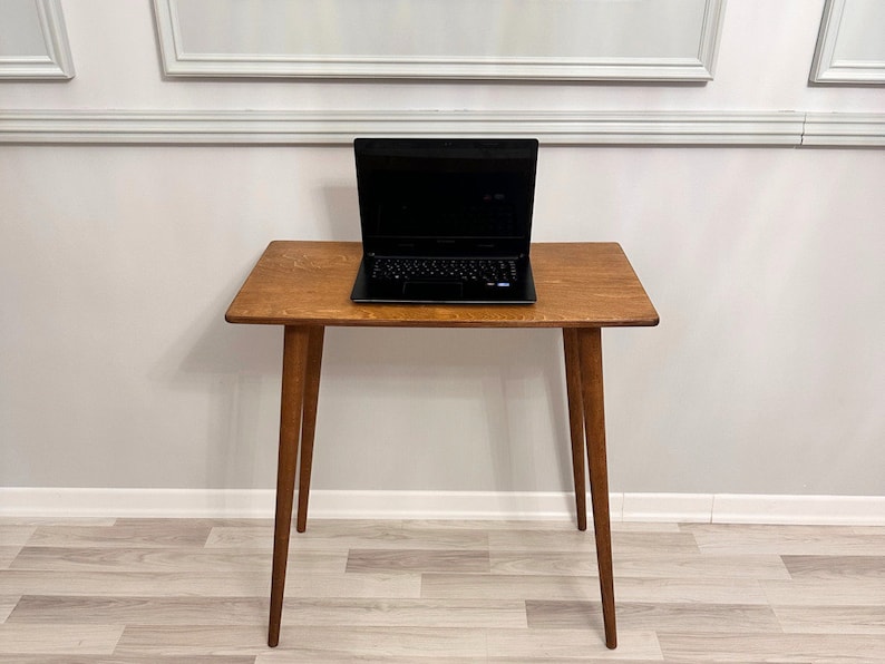 Here's Walnut Wood Rectangle Computer Desk Table for Home Small Room! This Narrow Spacesaver Modern Home Office Desk will be perfect matches with your  work room or office room furnitures.