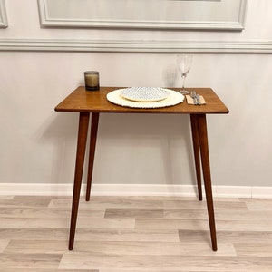 Rectangle Walnut Wood Small Dining Table, Unique Narrow Spacesaver Dine Table, Mid Centuri Modern Table, Minimalist Home Kitchen Furniture