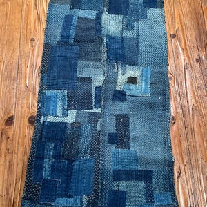 Magnificent Japanese indigo boro cloth with sashiko stitching image 4