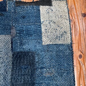 Magnificent Japanese indigo boro cloth with sashiko stitching image 3