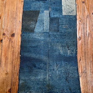 Magnificent Japanese indigo boro cloth with sashiko stitching image 1