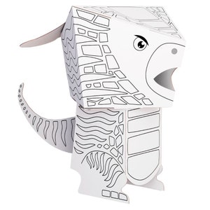 Figura de papel Cube Head Dino D8 para colorear 3D Parasaurolophus