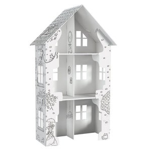 Casita de juegos de cartón casa de muñecas de cartón de varios pisos para colorear - Violet Street 71 x 40,5 x 21