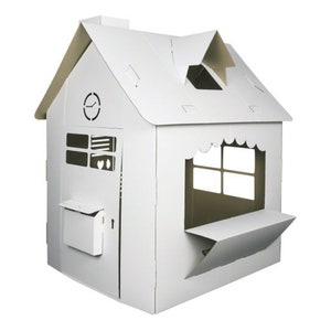 Walk-in cardboard house, playhouse, flower house, XXL house made of cardboard for building and coloring